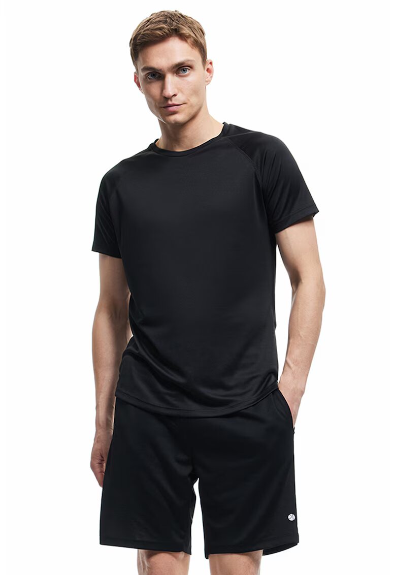 KOTON Tricou uni cu decolteu la baza gatului - Negru stins
