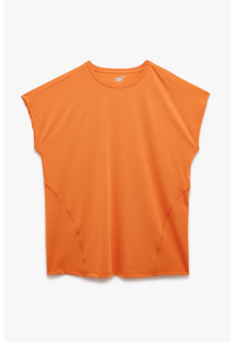 KOTON Tricou uni cu decolteu rotund - Portocaliu mandarina