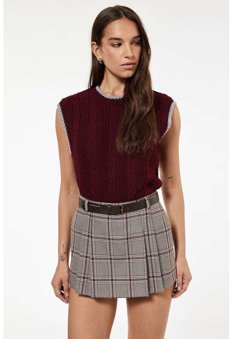 KOTON Vesta crop cu design torsade - Violet pruna
