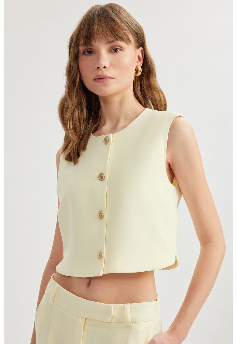 KOTON Vesta crop cu nasturi - Galben pai