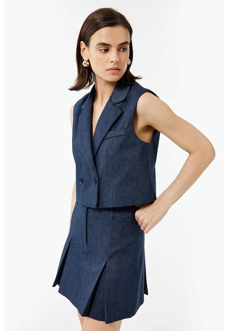 KOTON Vesta crop din denim - Bleumarin