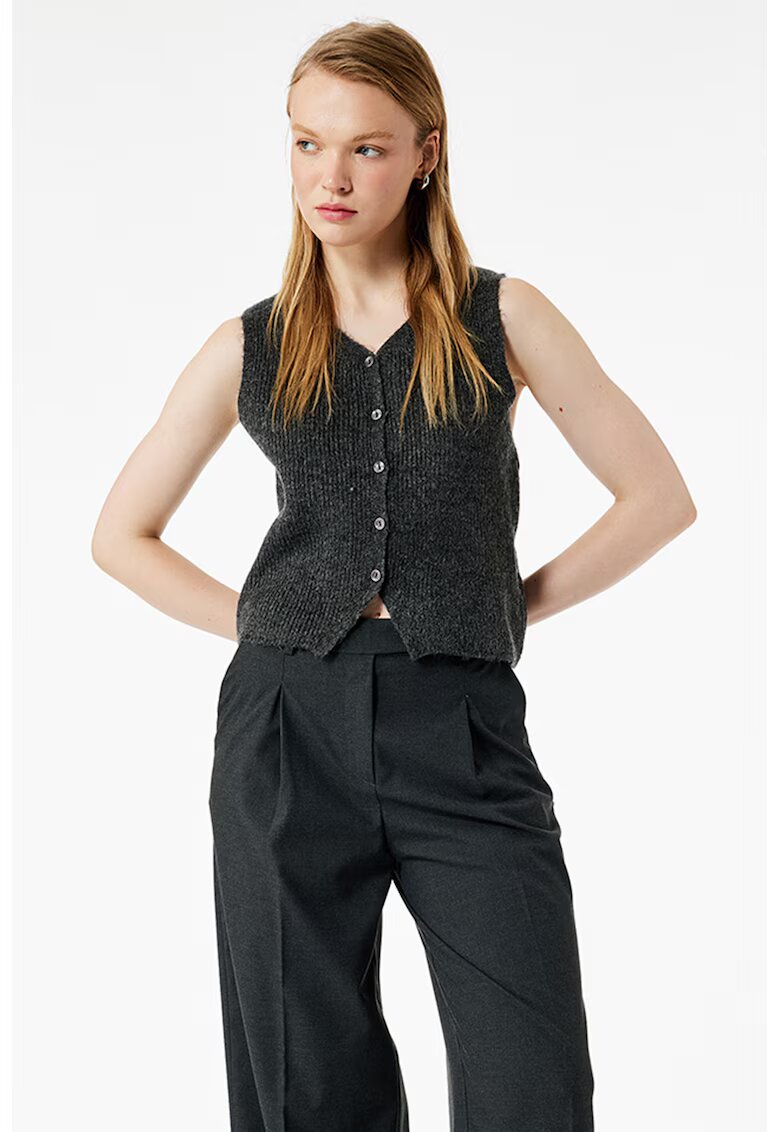 KOTON Vesta crop tricotata - Gri inchis