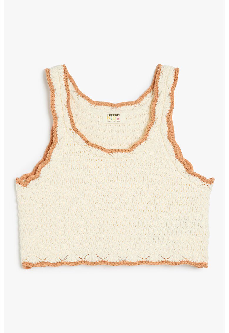 KOTON Vesta crosetata cu terminatie contrastanta - Caramel/Crem
