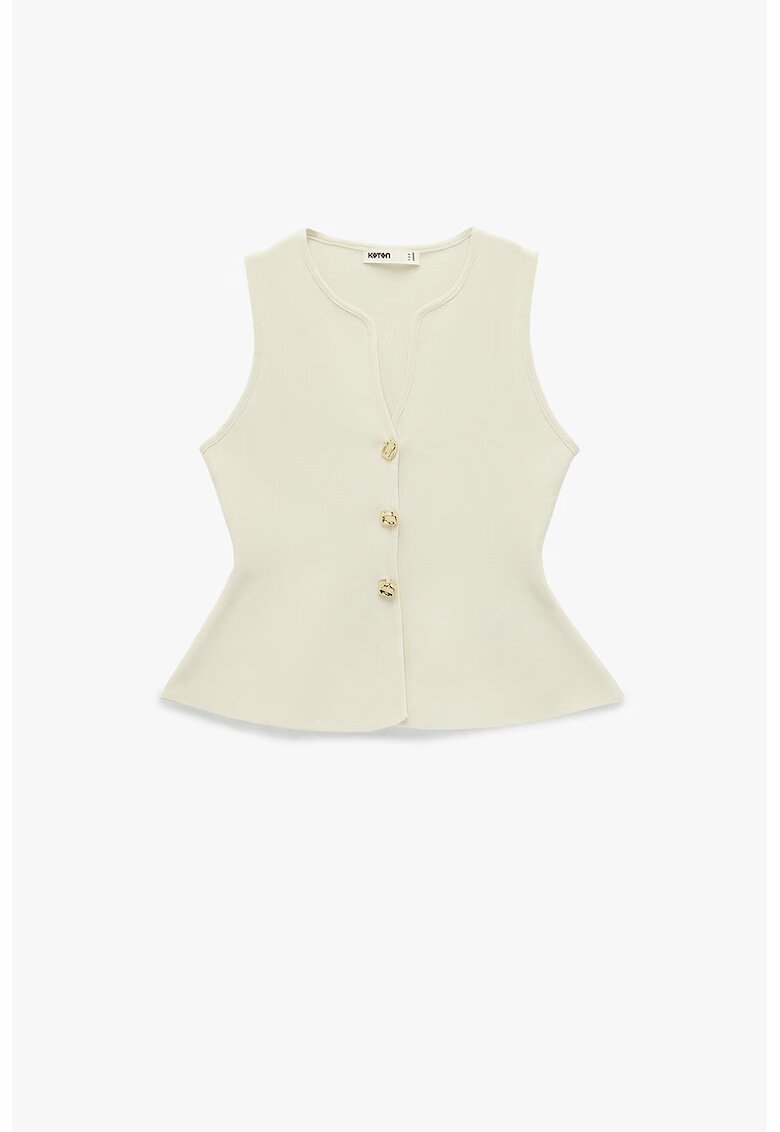 KOTON Vesta slim fit cu peplum - Crem