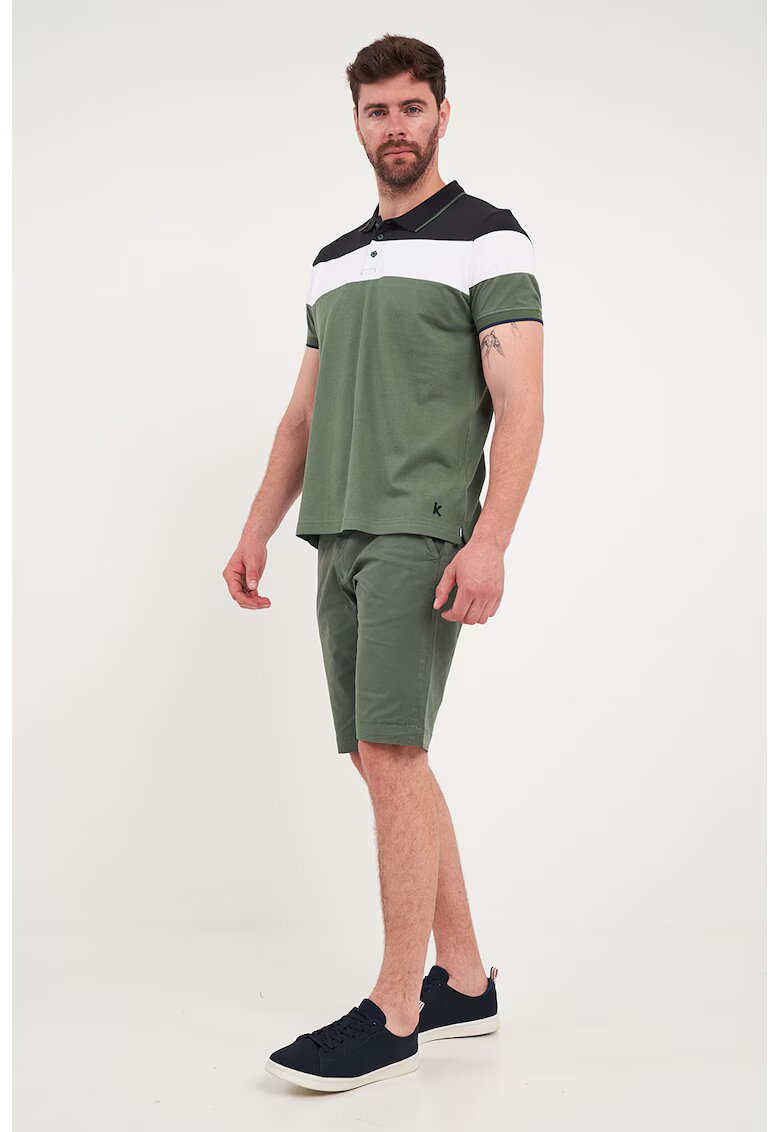 KVL by KENVELO Bermude chino cu model uni - Verde feriga