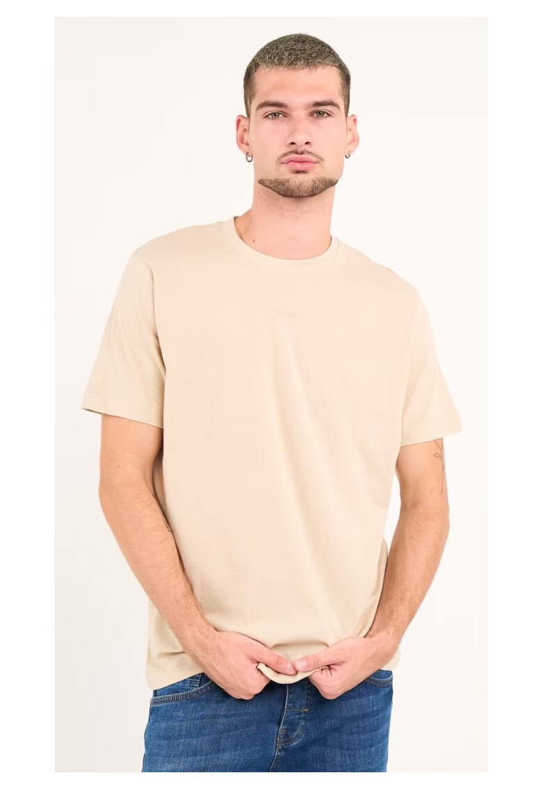 KVL by KENVELO Kenvelo - Tricou barbat cu maneca scurta ( CEMENT - Material: Bumbac - Bej