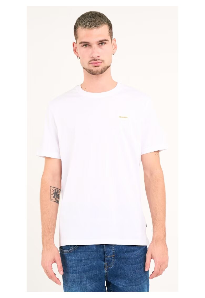 KVL by KENVELO Kenvelo - Tricou barbat cu maneca scurta si logo ( WHITE - Material: Bumbac - Alb