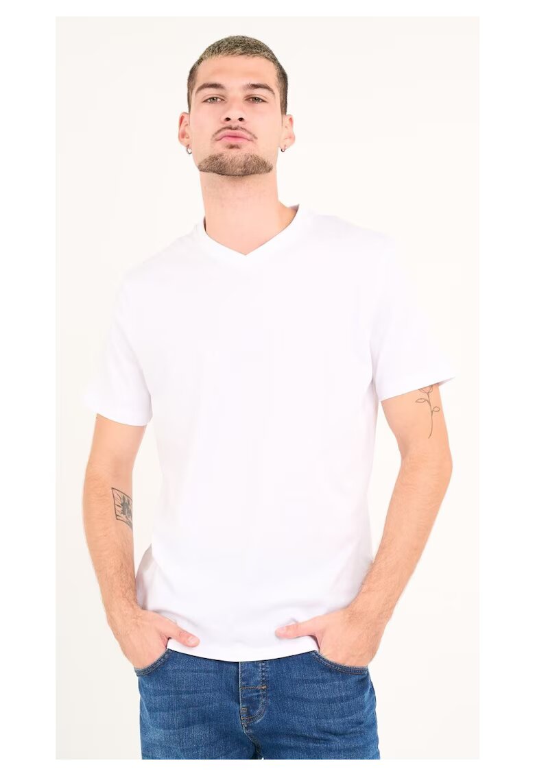 KVL by KENVELO Kenvelo - Tricou barbat cu maneca scurta ( WHITE - Material:Bumbac