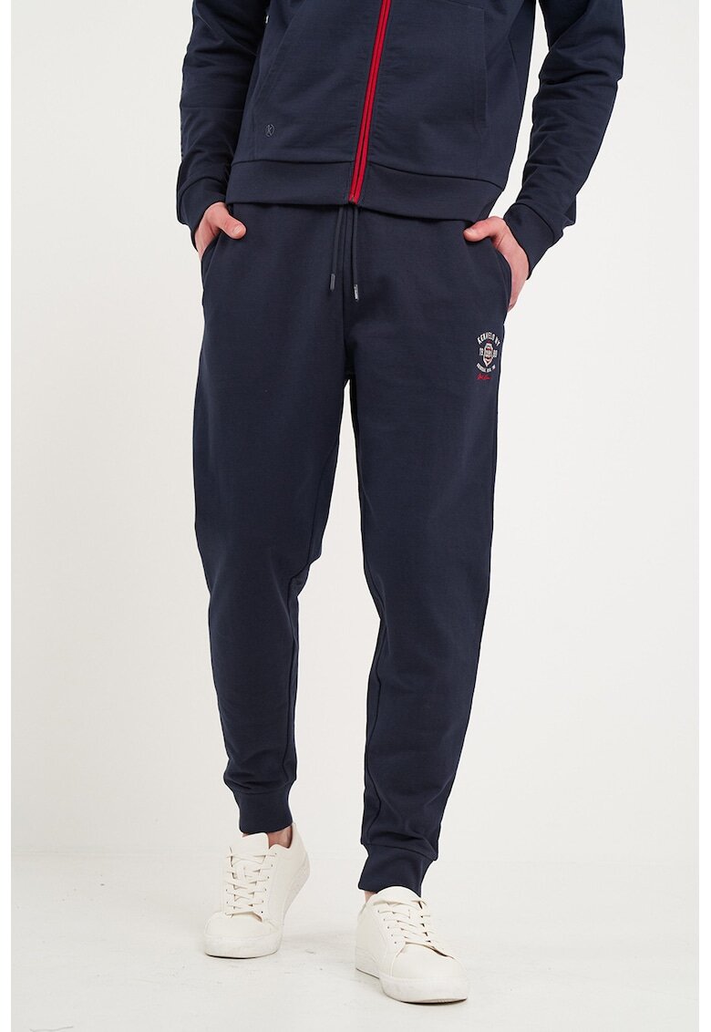 KVL by KENVELO Pantaloni conici de trening cu snur - Rosu/Bleumarin