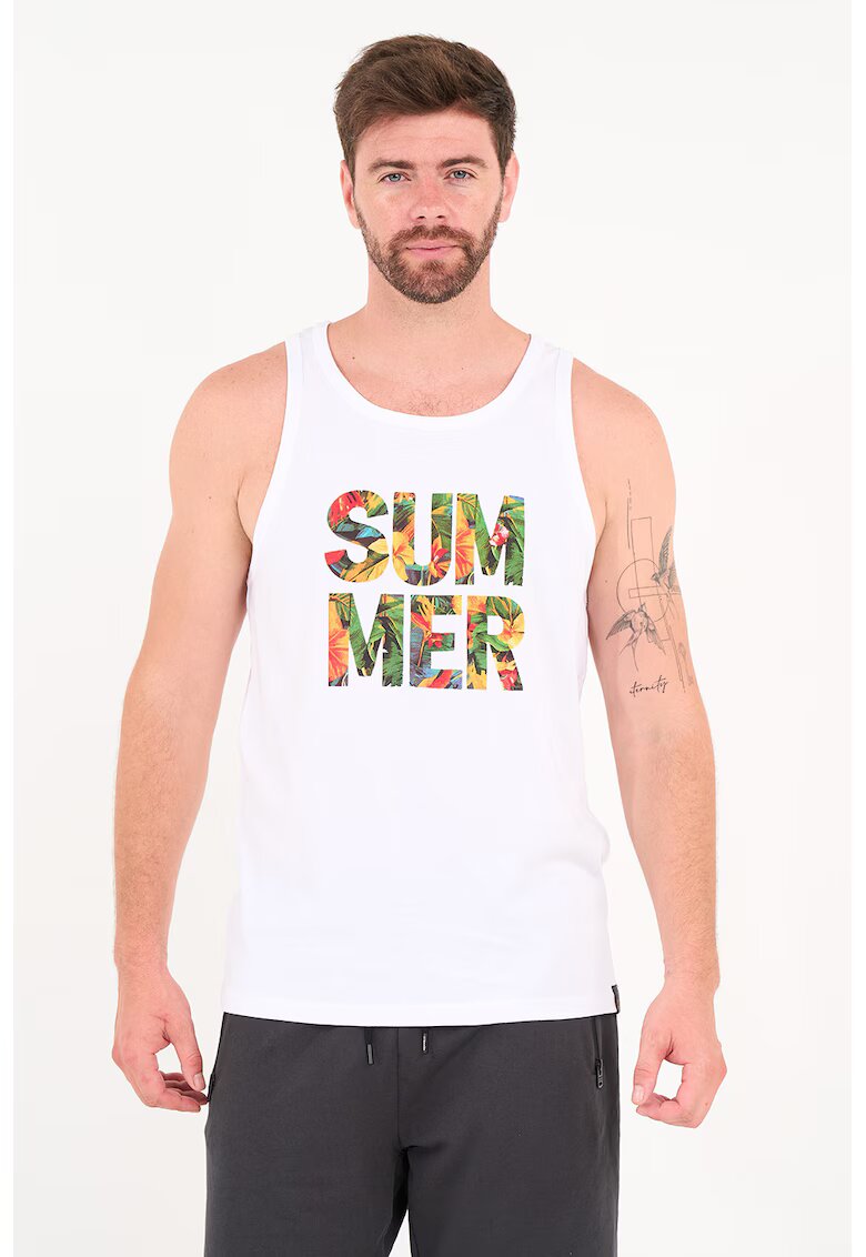 KVL by KENVELO Top cu imprimeu text - Alb