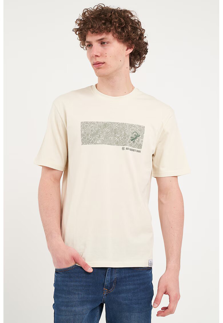 KVL by KENVELO Tricou cu decolteu la baza gatului si imprimeu - Verde pal