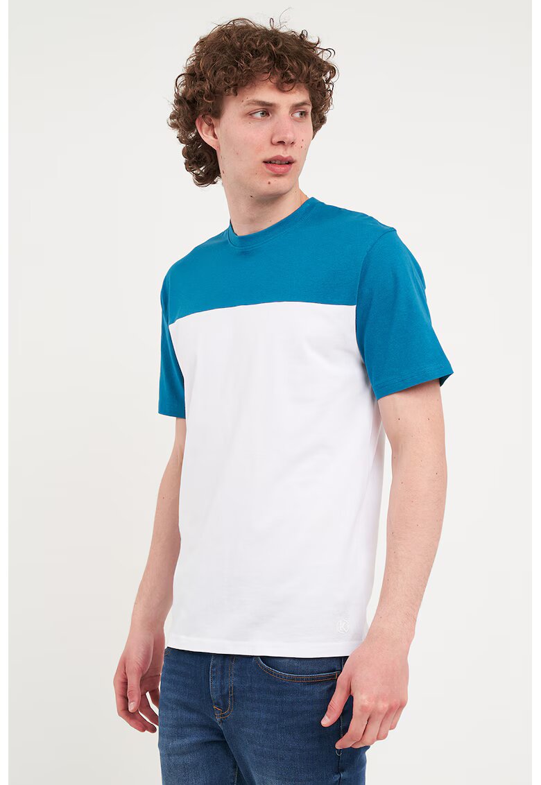 KVL by KENVELO Tricou de bumbac cu aspect contrastant - Alb/Albastru royal