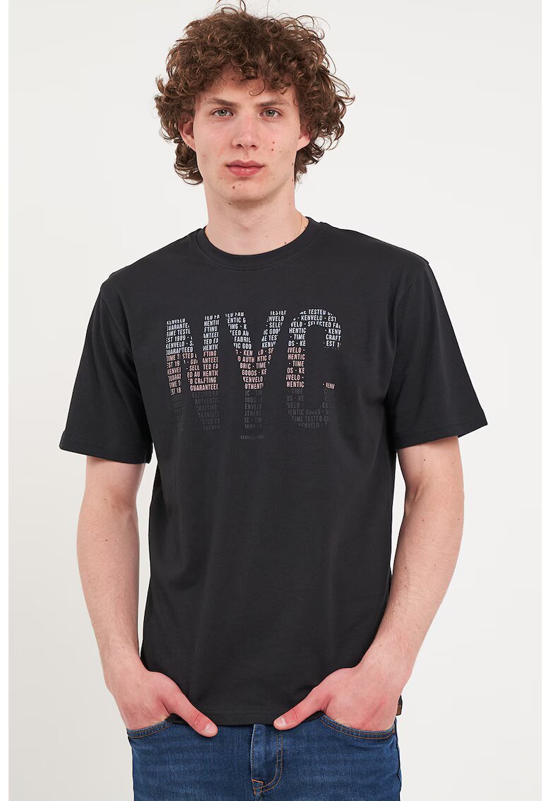 KVL by KENVELO Tricou de bumbac cu imprimeu text - Gri antracit