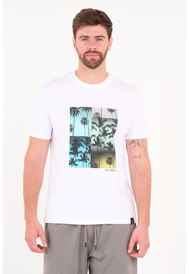 KVL by KENVELO Tricou de bumbac cu imprimeu tropical - Alb