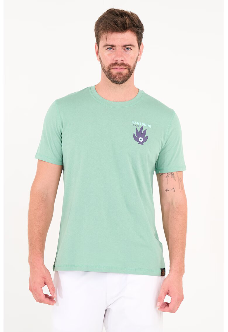 KVL by KENVELO Tricou din bumbac cu imprimeu grafic pe piept - Verde deschis