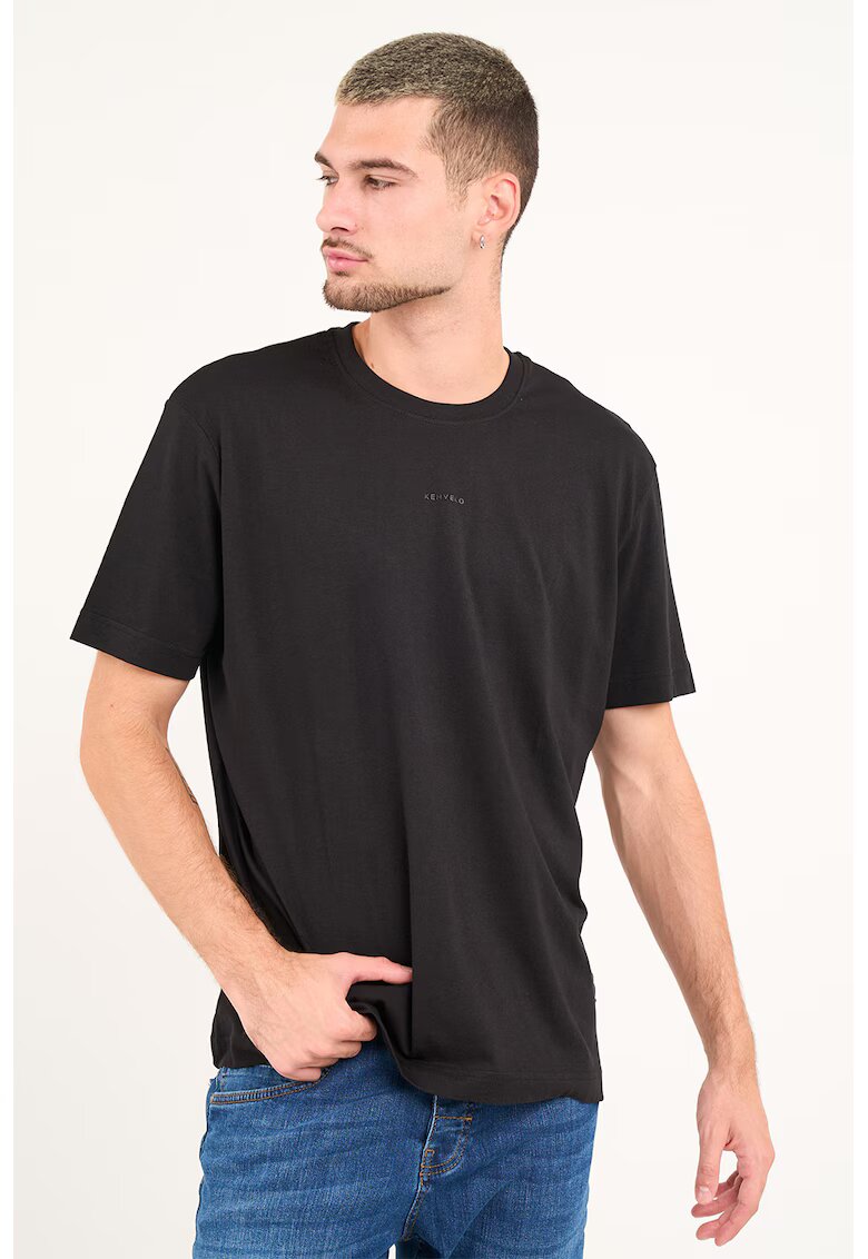 KVL by KENVELO Tricou lejer cu model uni - Negru