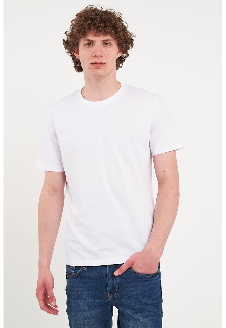 KVL by KENVELO Tricou regular fit cu decolteu la baza gatului - Alb/Alb optic