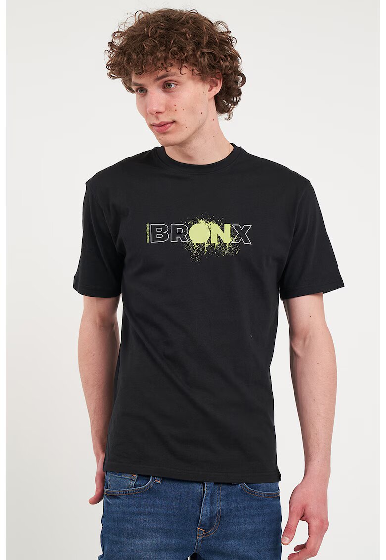 KVL by KENVELO Tricou slim-fit din bumbac - Negru/Verde lime