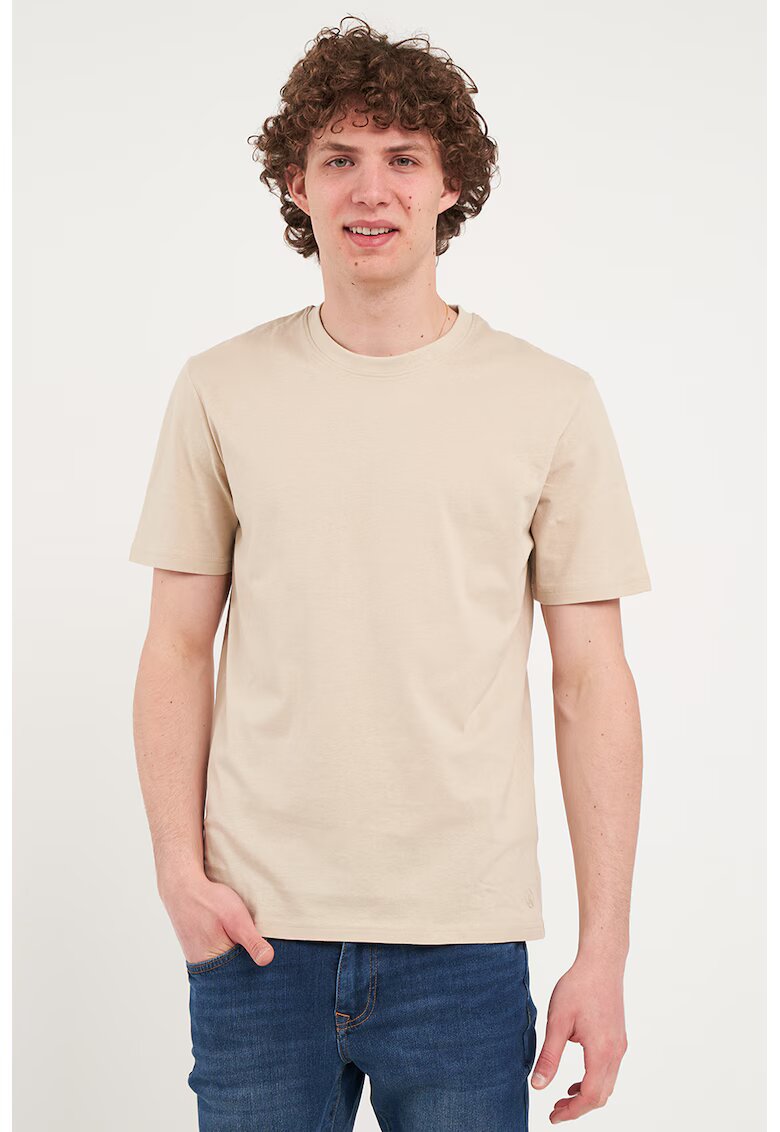 KVL by KENVELO Tricou uni din bumbac - Bej
