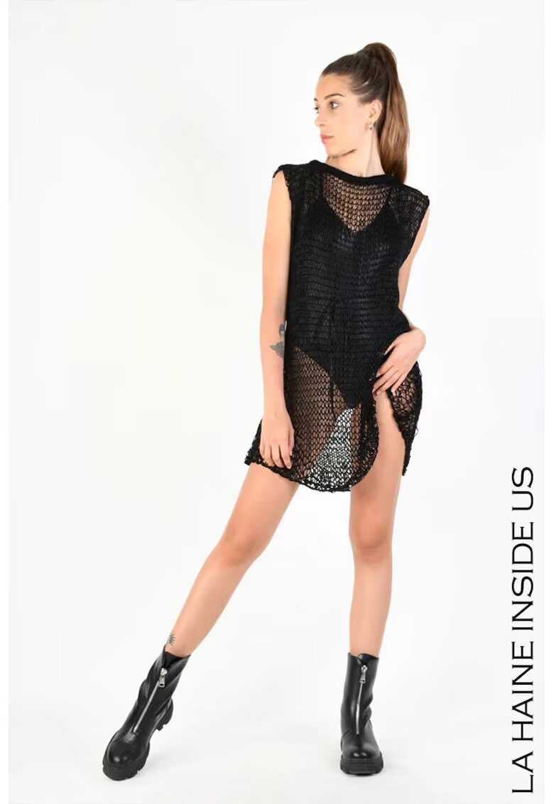 LA HAINE INSIDE US Rochie mini din plasa fara maneci - Negru