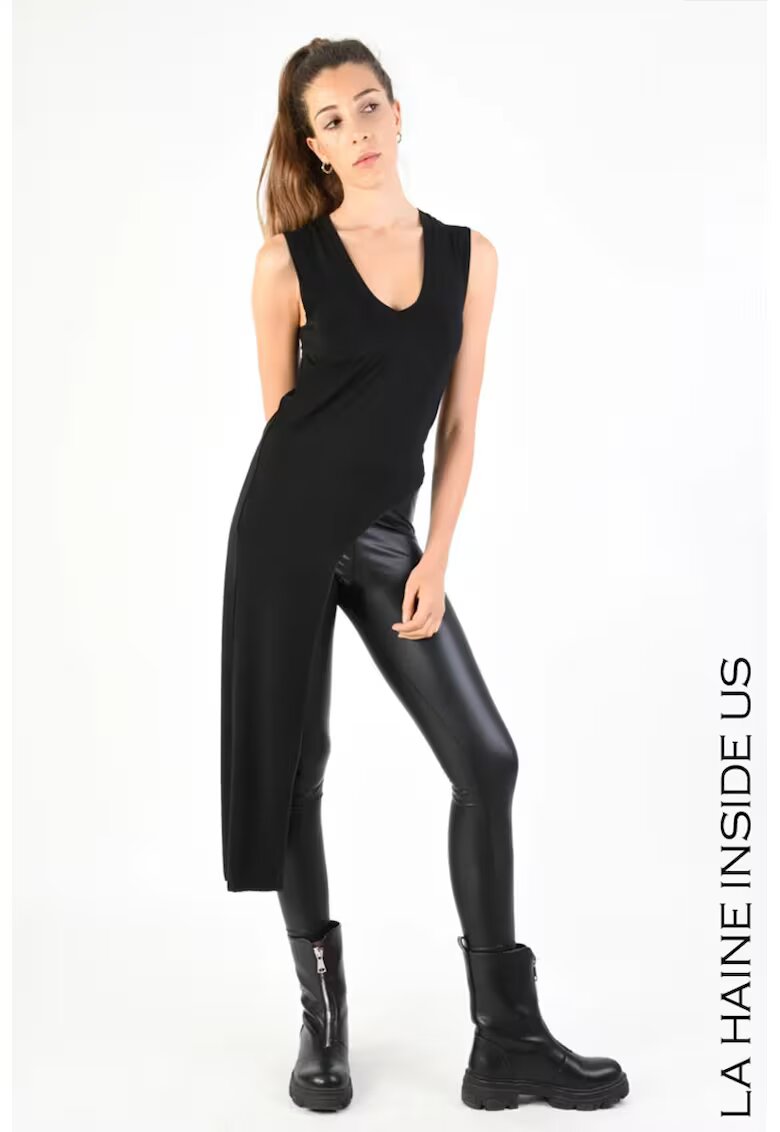 LA HAINE INSIDE US Tricou asimetric cu decolteu în V - Negru