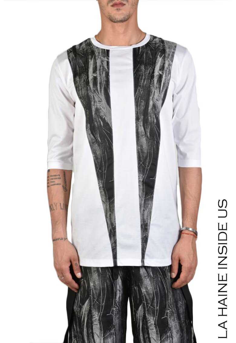 LA HAINE INSIDE US Tricou mulat cu imprimeu minimalist - Alb