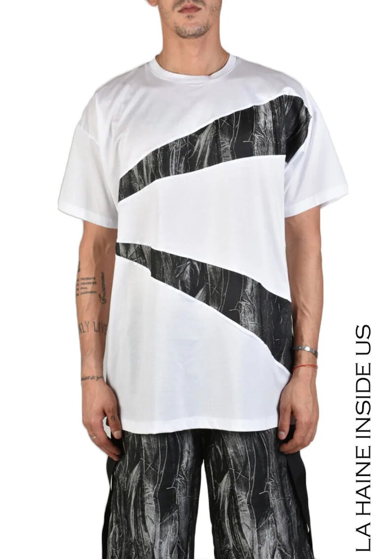 LA HAINE INSIDE US Tricou oversize cu imprimeu minimalist - Alb