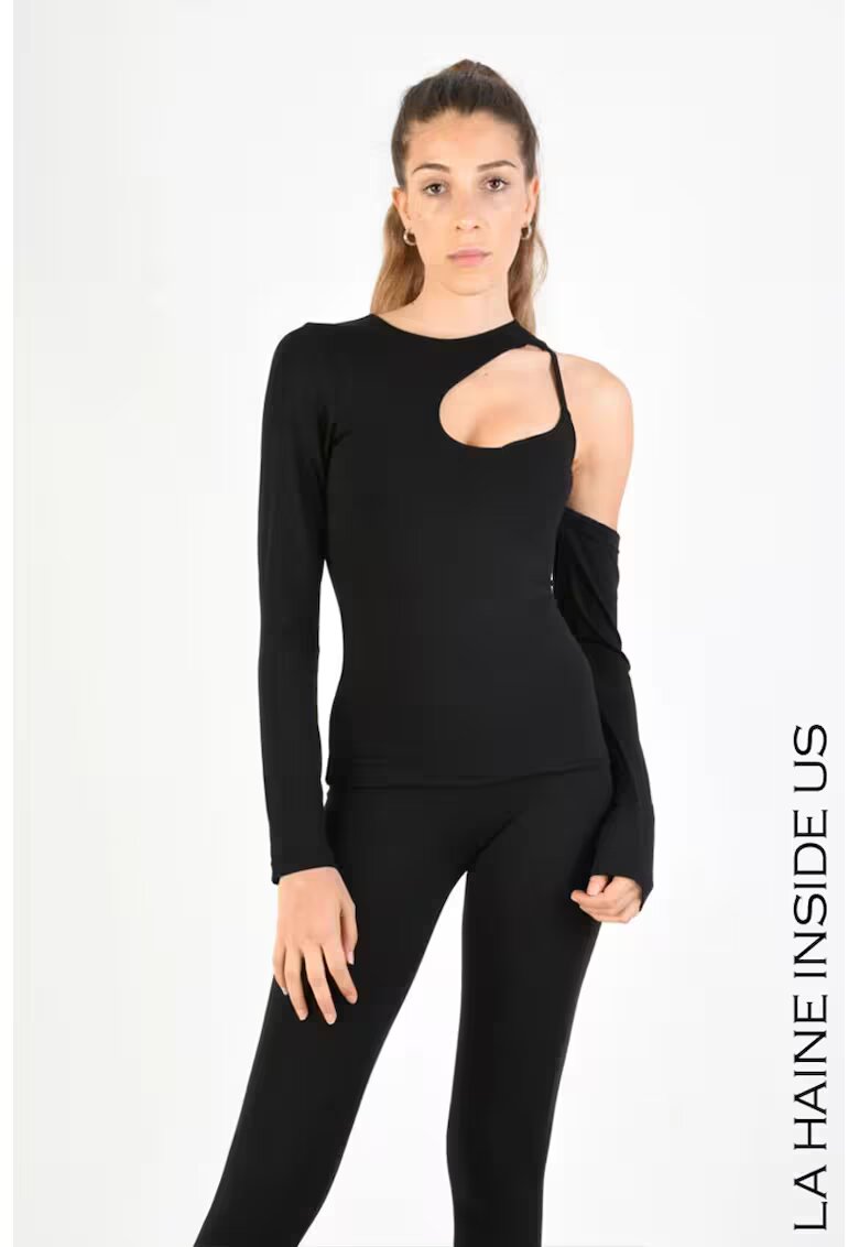 LA HAINE INSIDE US Tricou regular fit cu decupaj frontal și mânecă detașabilă - Bej