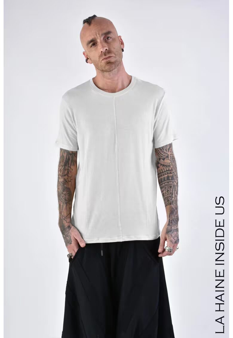 LA HAINE INSIDE US Tricou transparent regular fit cu guler rotund - Alb