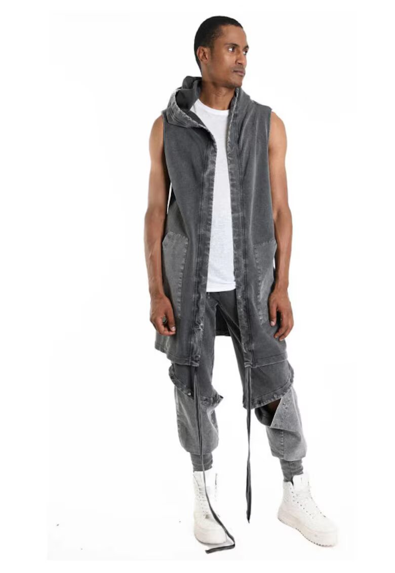 LA HAINE INSIDE US Vesta unisex din denim cu gluga -