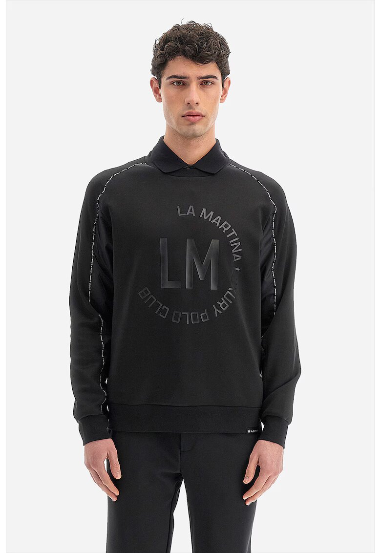 LA MARTINA Bluza sport cu imprimeu logo - Negru