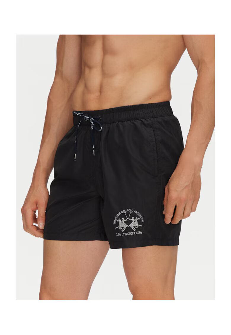 LA MARTINA Pantaloni scurti de baie barbati PL115 - Poliester - Negru - Negru