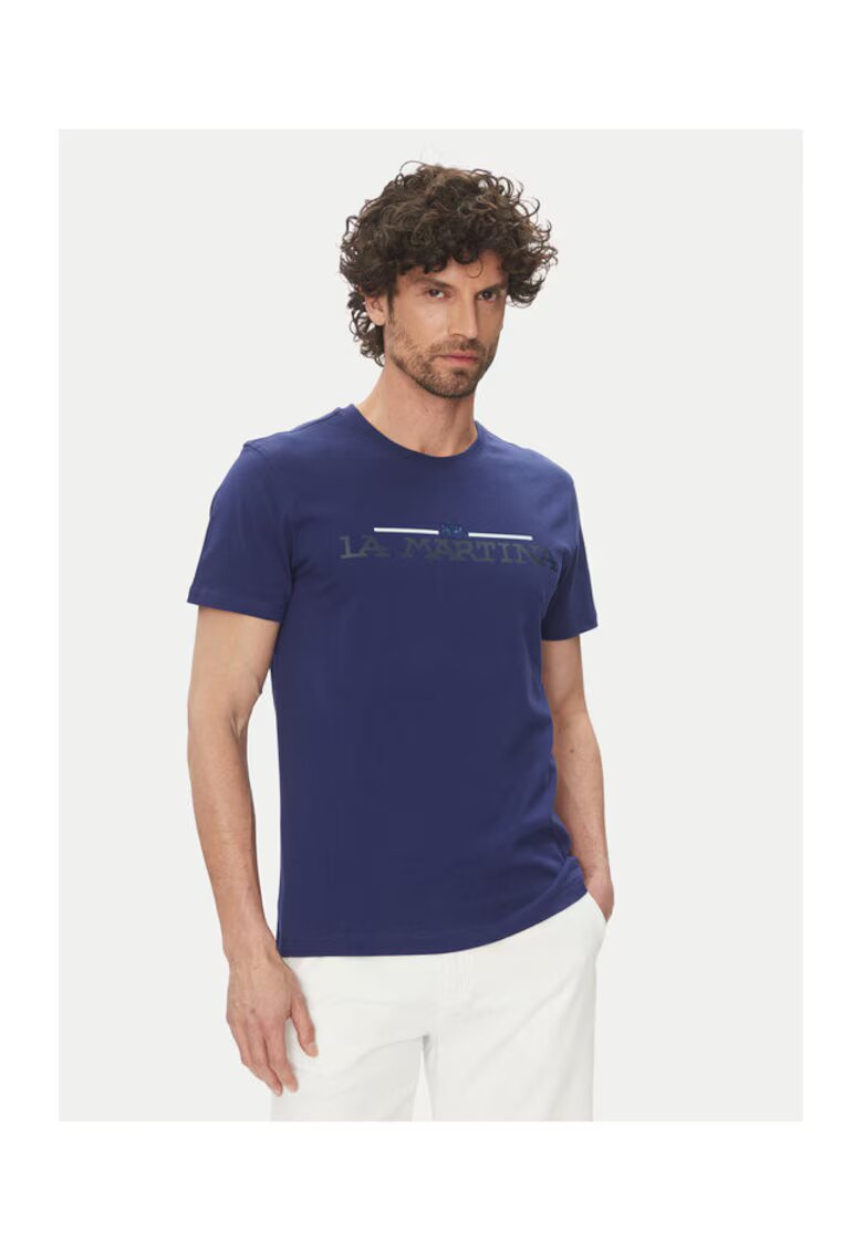 LA MARTINA Tricou barbati JS206 - Bumbac - Bleumarin - Bleumarin
