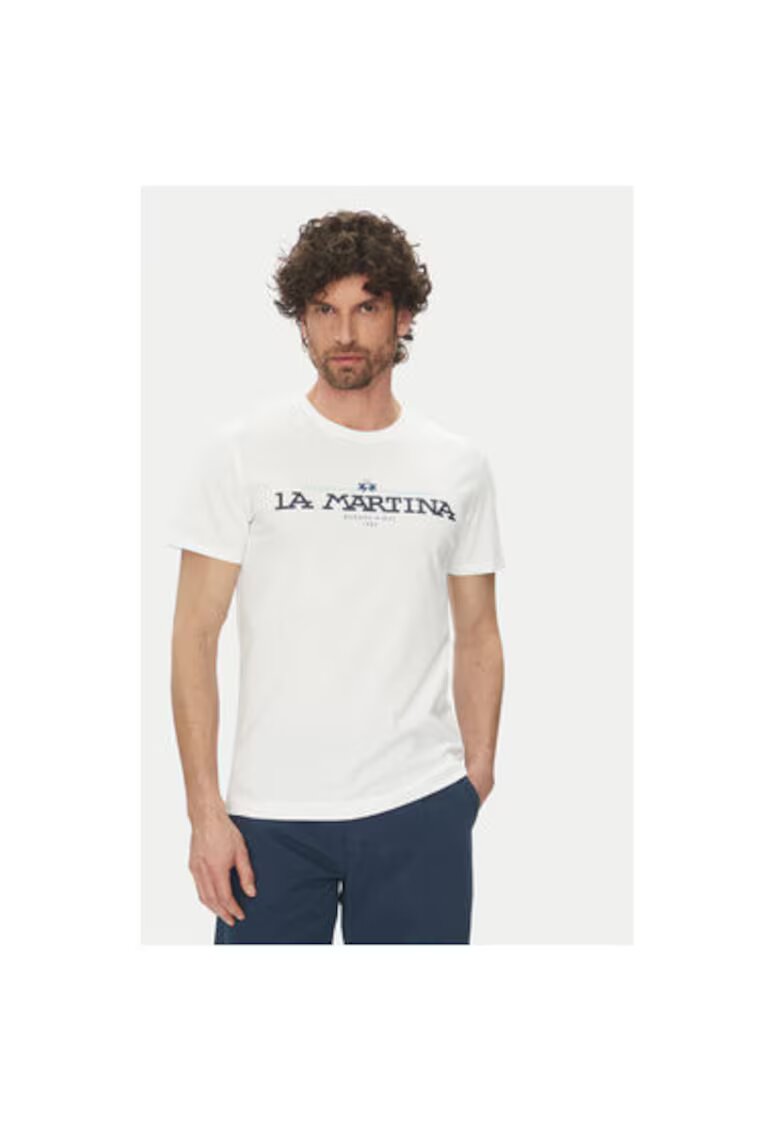 LA MARTINA Tricou barbati MAR304 JS206 - Bumbac - Alb - Alb