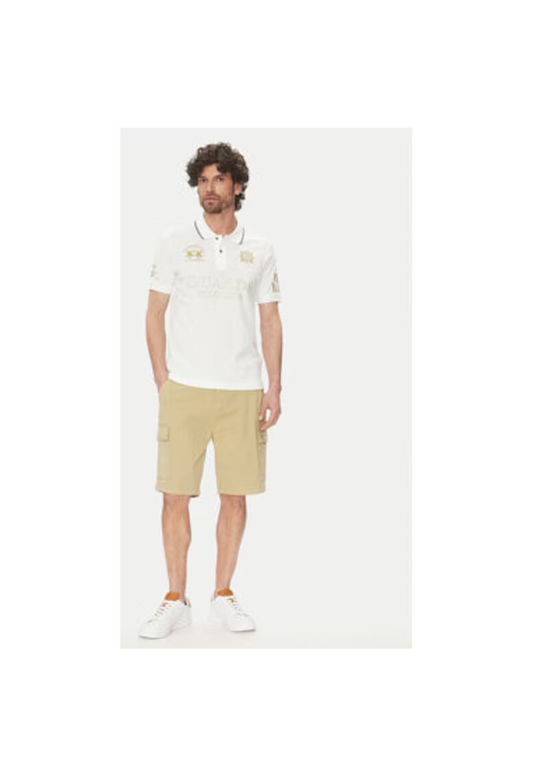 LA MARTINA Tricou Polo barbati PK097 - Bumbac/Elastan - 3XL INTL - Alb