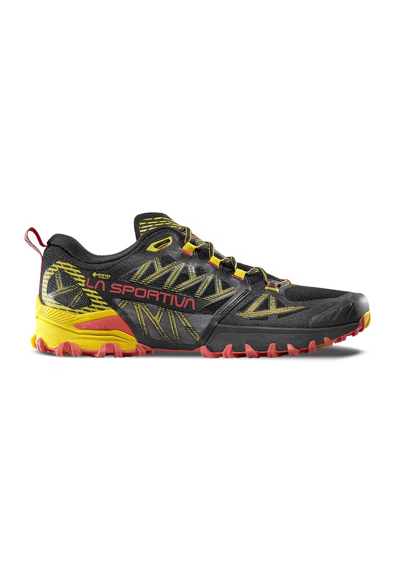 La Sportiva Pantofi Bushido III GTX cu garnituri contrastante pentru alergare pe teren accidentat - Negru/Galben pai/Gri inchis