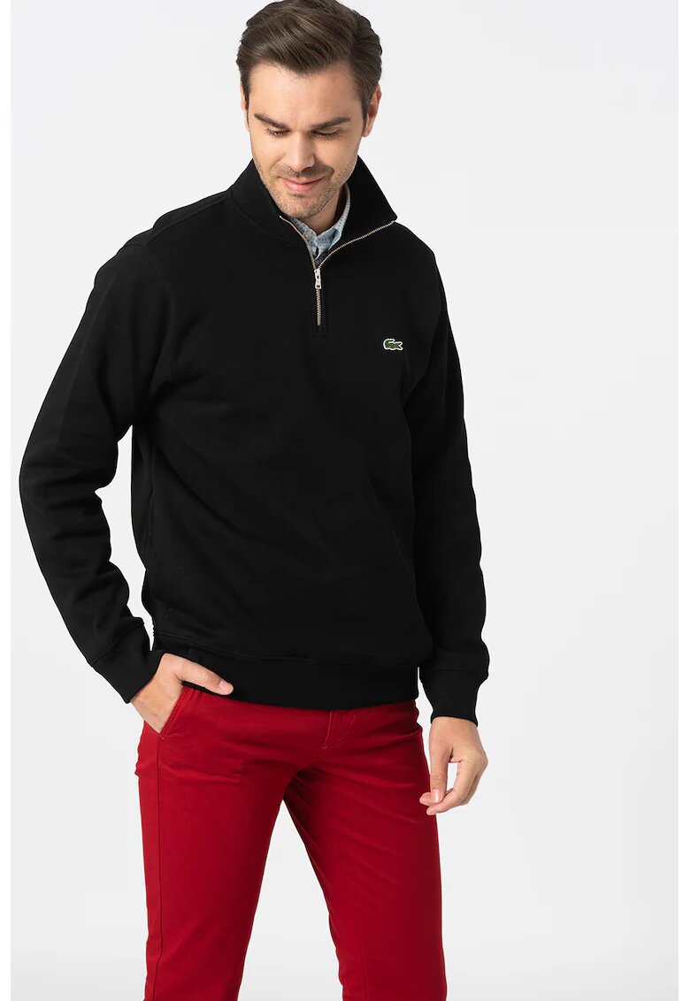 Lacoste Bluza sport cu fenta cu fermoar - Black