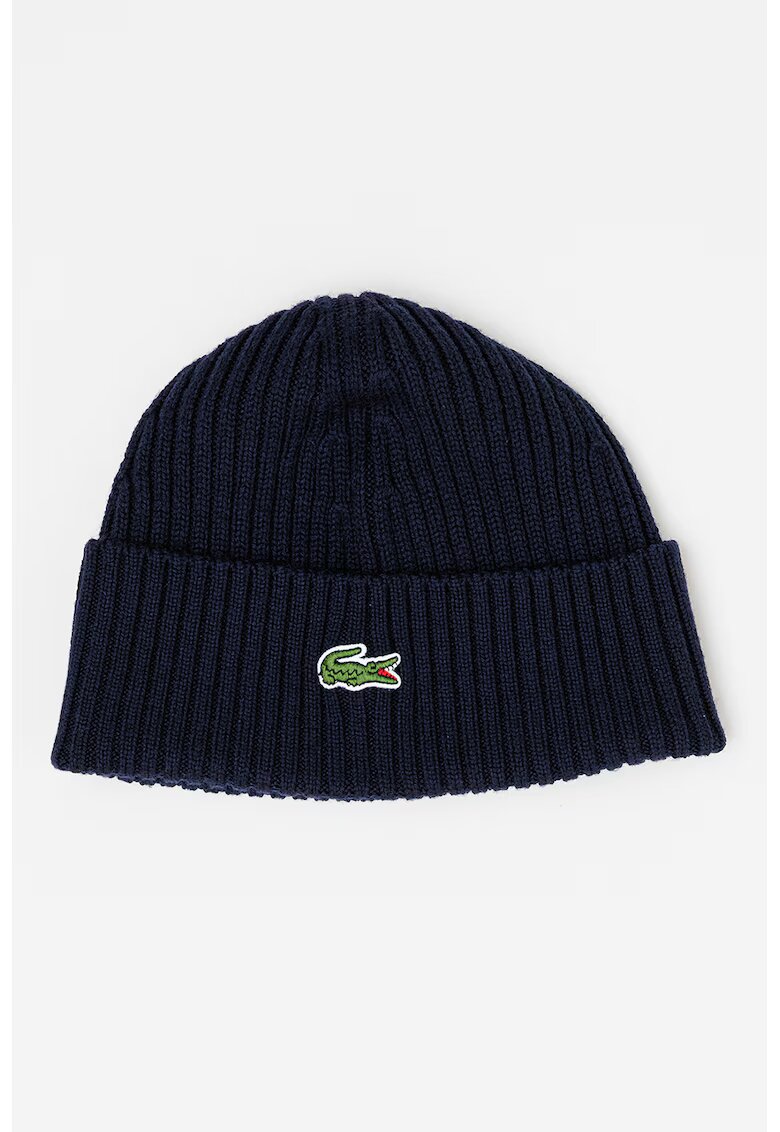 Lacoste Caciula unisex de lana cu aspect striat - Bleumarin