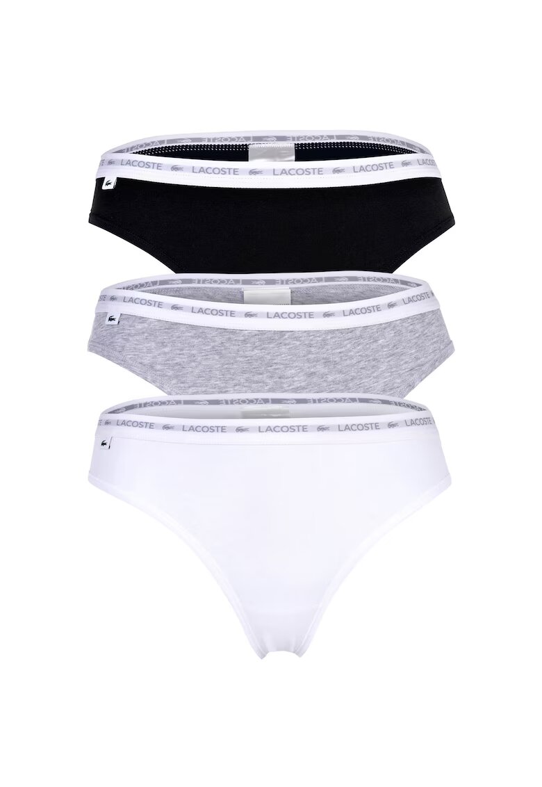 Lacoste Chiloti brazilieni din amestec de bumbac cu banda logo in talie - Alb/Negru