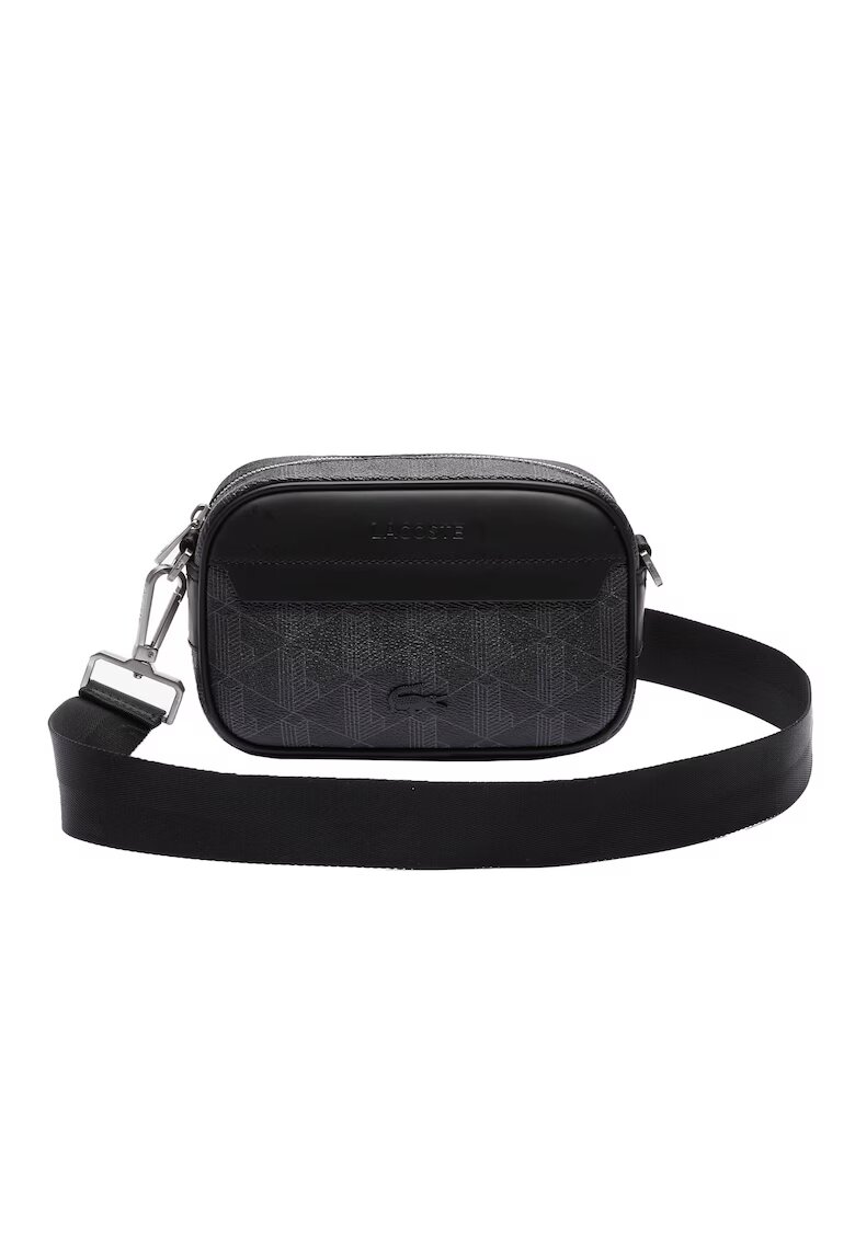 Lacoste Geanta crossbody de piele ecologica cu logo - Negru