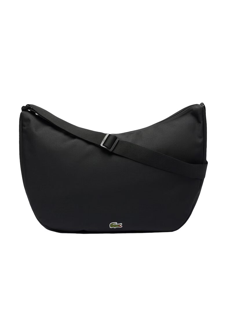 Lacoste Geanta din material textil cu model uni si bareta ajustabila pentru umar - Negru