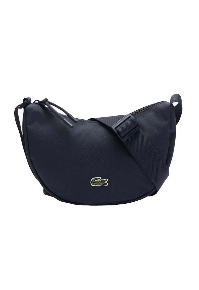 Lacoste Geanta unisex in forma de semiluna cu logo - Albastru inchis