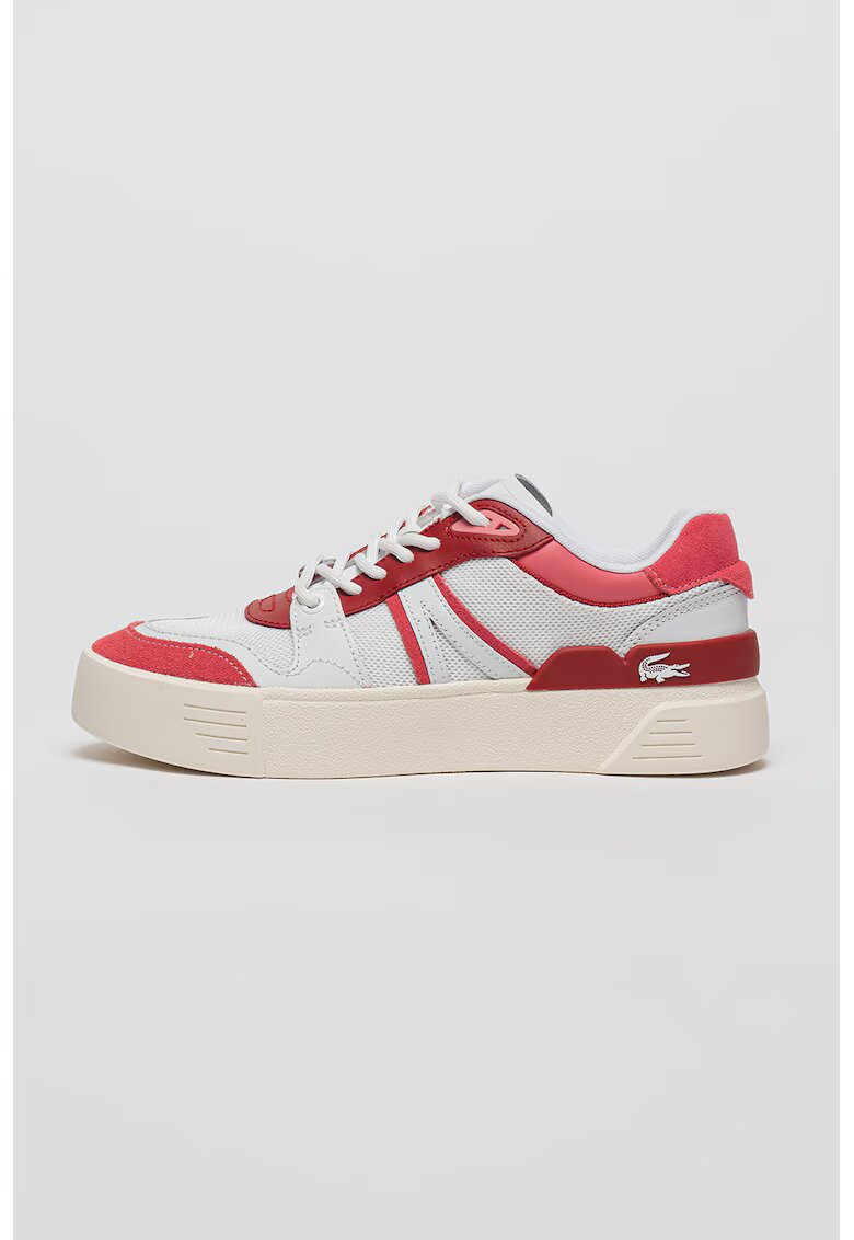 Lacoste Pantofi sport de plasa cu garnituri de piele intoarsa si piele ecologica - Rosu/Alb