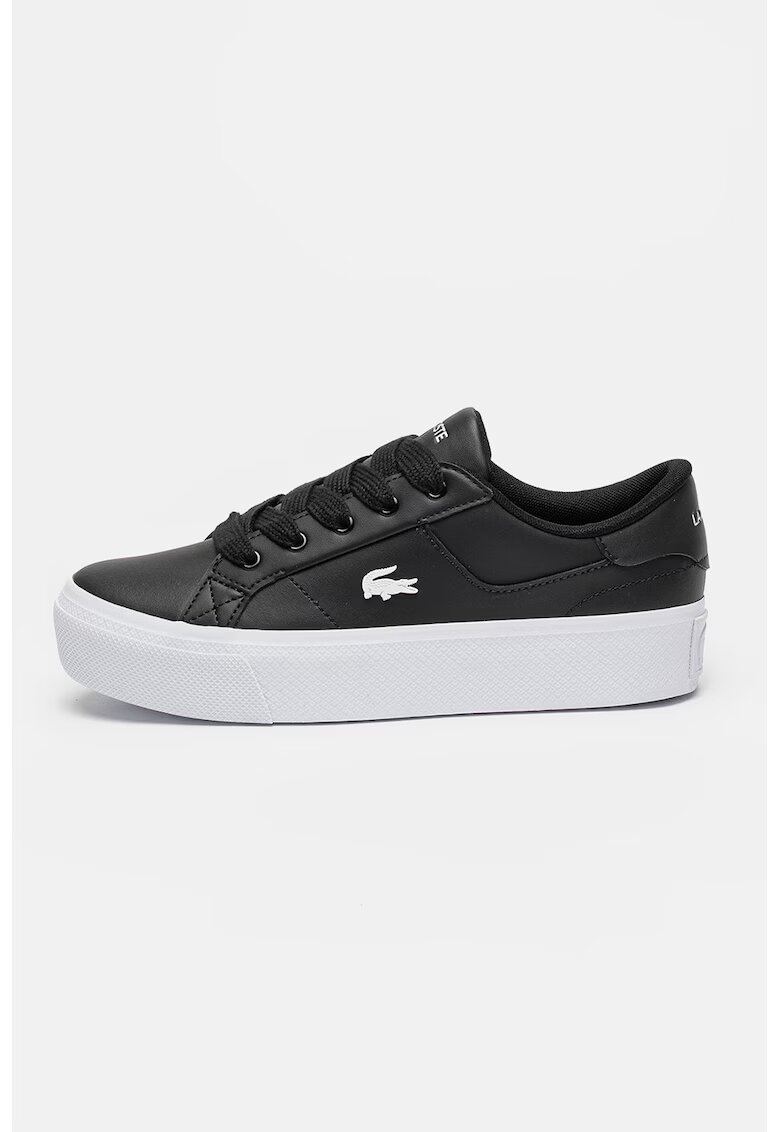 Lacoste Pantofi sport flatform din piele si piele ecologica - Alb/Negru