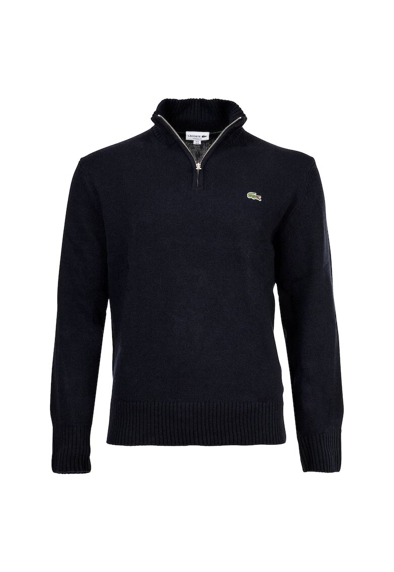 Lacoste Pulover din lana cu fenta cu fermoar - Albastru inchis