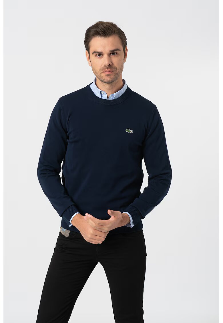 Lacoste Pulover regular fit de bumbac organic - Bleumarin
