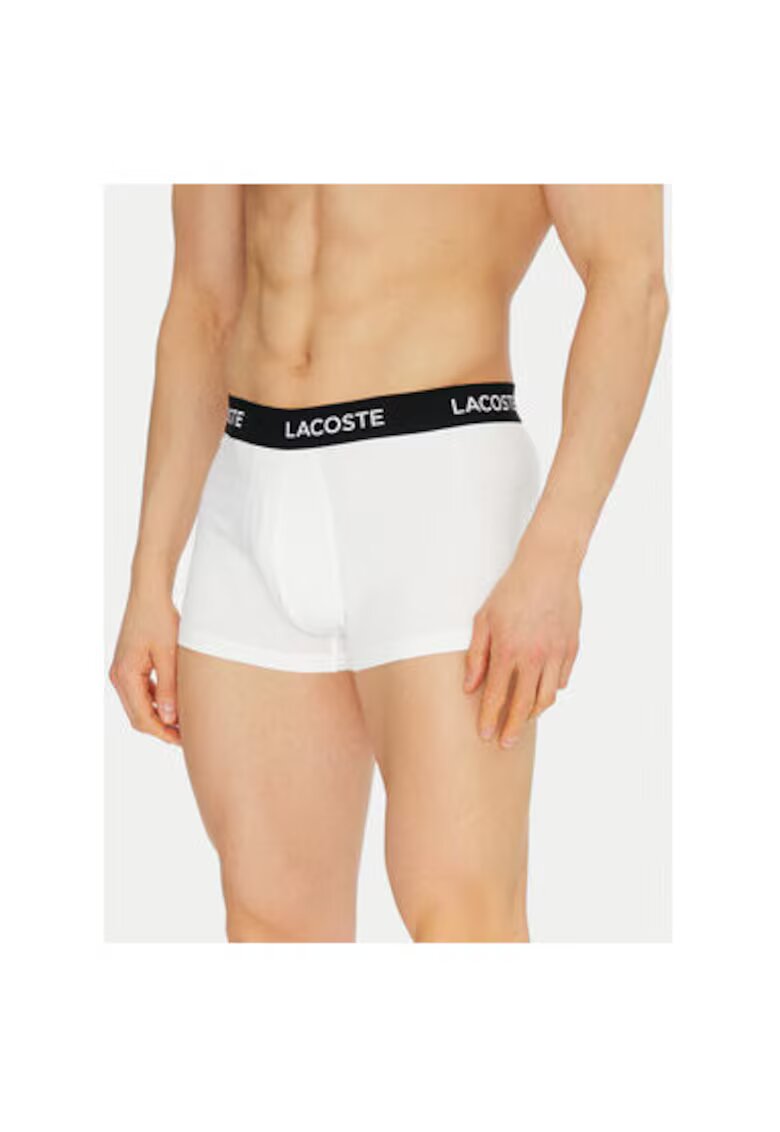 Lacoste Set 7 boxeri barbati 5H2385 - Bumbac/Elastan - Alb/Negru/Gri - Alb/Negru/Gri