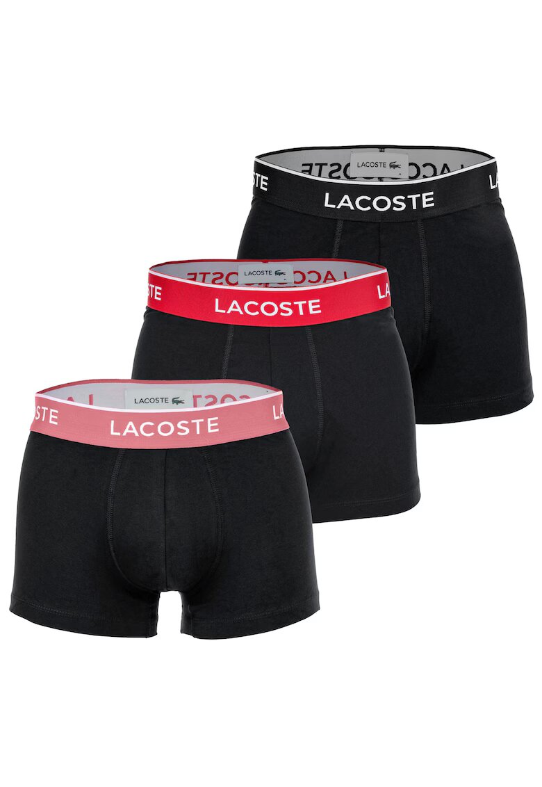 Lacoste Set de 3 boxeri cu banda logo in talie - Rosu/Negru/Roz