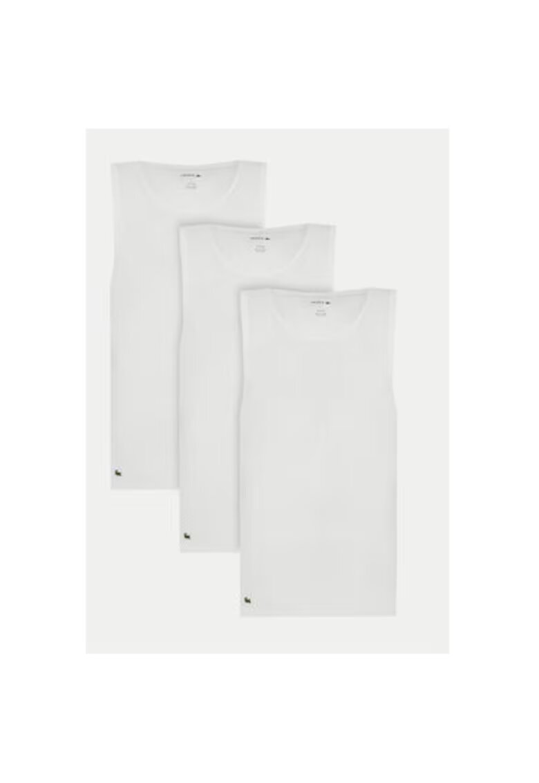 Lacoste Set de 3 maiouri barbati TH9009 - Sintetic - L INTL - Alb