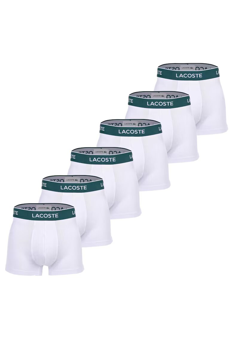 Lacoste Set de boxeri cu banda logo in talie - 6 perechi - Alb